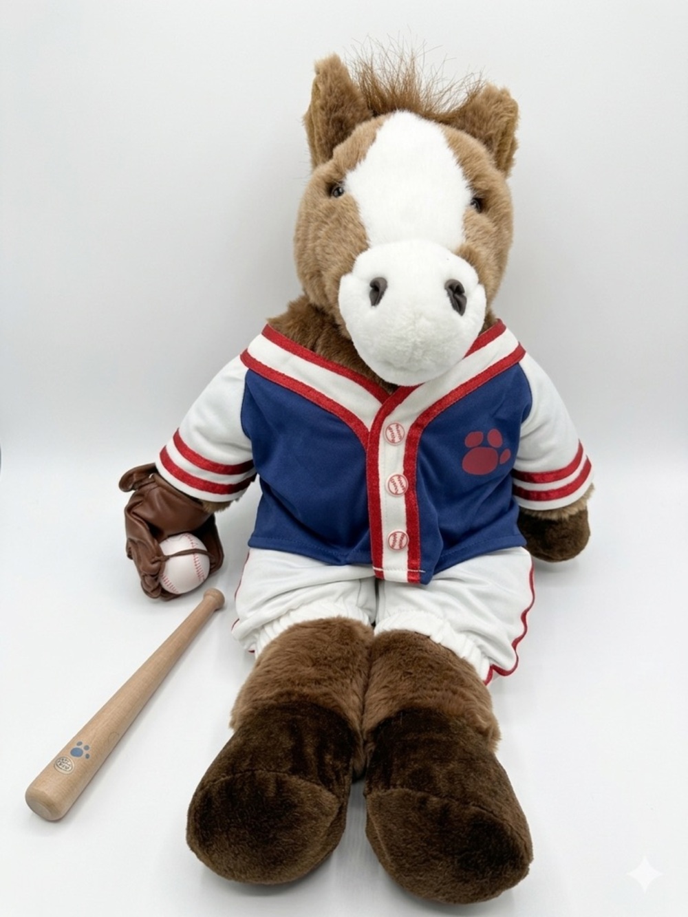 Build-A-Bear Horse Plush Baseball Outfit Glove Bat Ball Stuffed Animal
